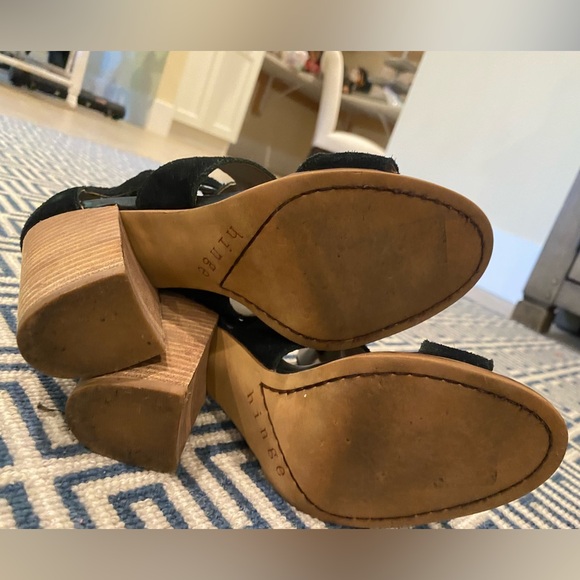 Black Chunky Heel Suede Sandals - Picture 4 of 9